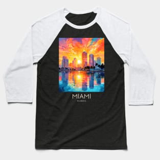 A Pop Art Travel Print of Miami - Florida - US Baseball T-Shirt